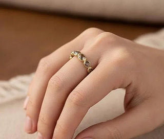 Brown Rose Cut Diamond Ring | 18k Gold Handmade Stacking Band - K Jewelry Accessories