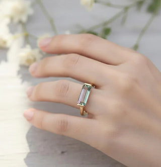 Baguette Watermelon 14k Gold Tourmaline Ring - K Jewelry Accessories
