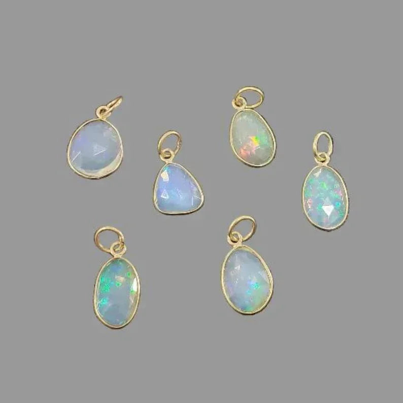 14k Gold Ethiopian Opal Pendant • Rose Cut Opal Necklace - K Jewelry Accessories