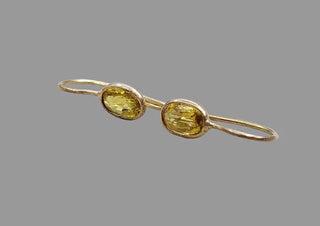 18k Gold Oval Yellow Sapphire Earring, Natural Yellow Sapphire - K Jewelry Accessories