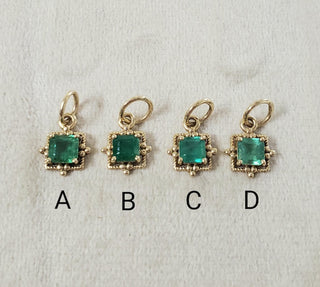 Natural Emerald Pendant in 14K Gold | Octagon Cut Gemstone Charm Necklace