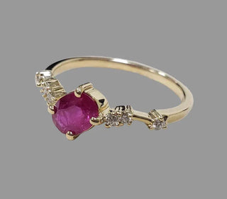 14k Gold Ruby and Diamond Ring • Natural Ruby - K Jewelry Accessories