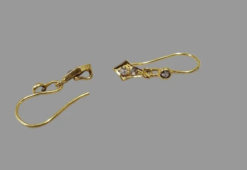 18k Gold Earring With Natural Diamond, Dangle Earrings - K Jewelry Accessories