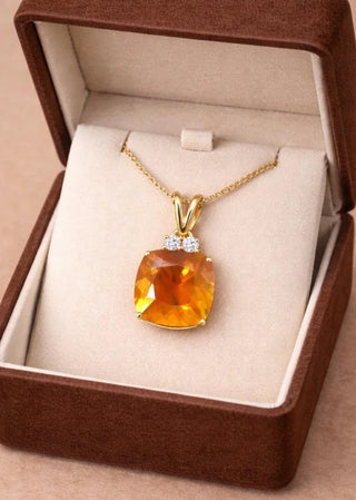 14K Gold Mexican Opal Pendant Necklace | Diamond Accent, Handmade - K Jewelry Accessories