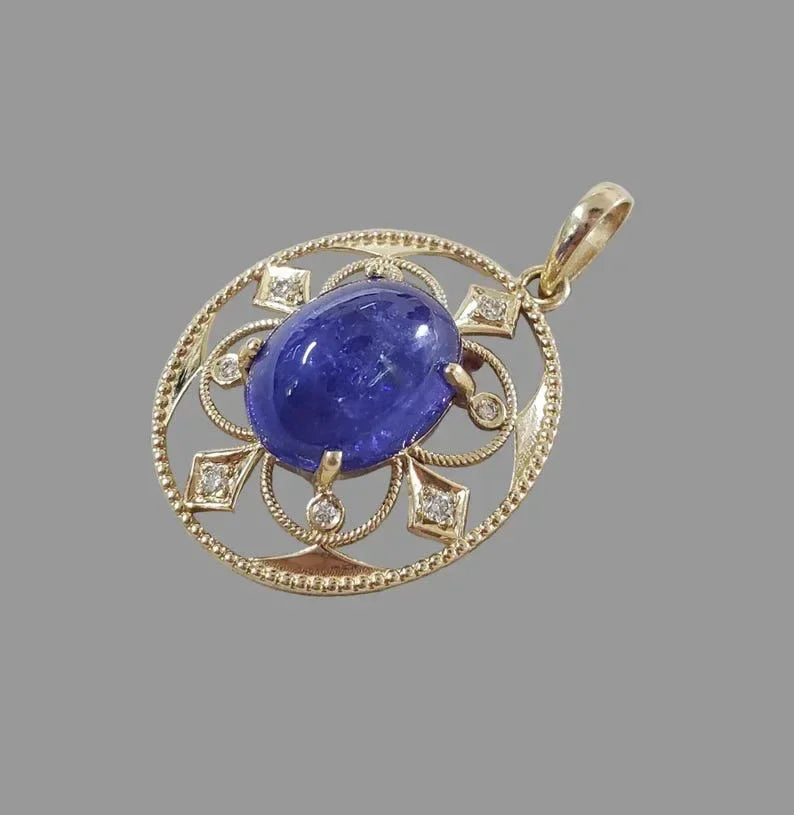 14k Gold Tanzanite Diamond Pendant • Natural Tanzanite - K Jewelry Accessories