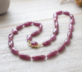 14k Solid Gold Ruby Necklace | Natural Ruby Beads