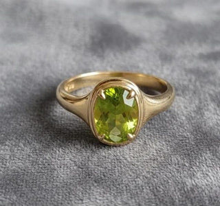 10K Gold Peridot Oval Ring • August Birthstone Ring • Solid Gold Ring - K Jewelry Accessories