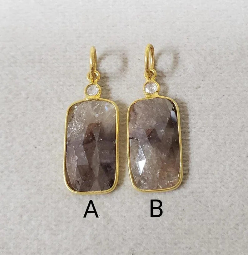 18k Gold Rustic Slice Diamond Pendant – Raw Diamond Charm