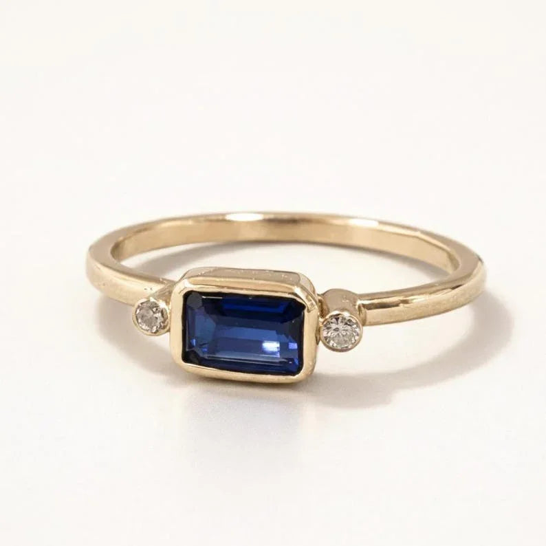 14K Gold Kyanite & Diamond Ring | Engagement Ring | Minimalist Jewelry