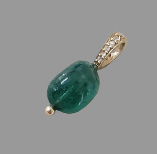 Pendentif en or 14 carats avec rubis et émeraude