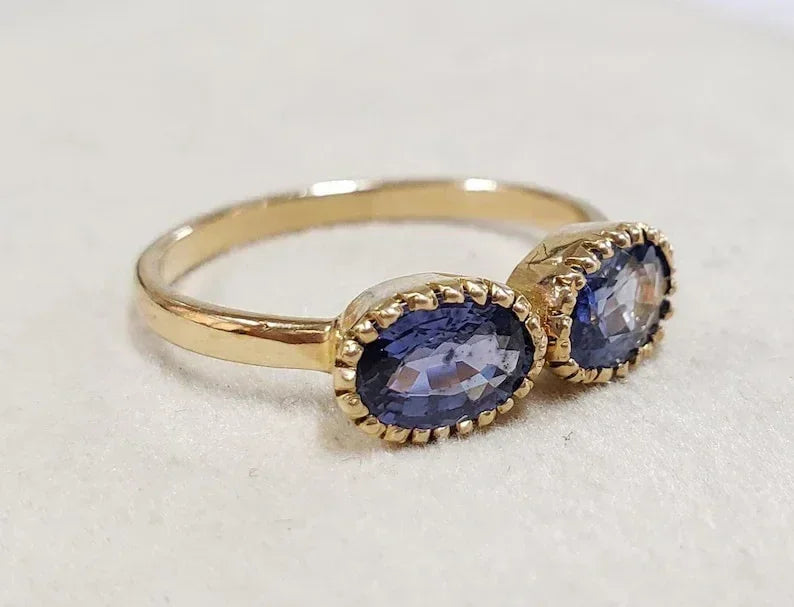 4k Gold Natural Blue Sapphire Ring - K Jewelry Accessories