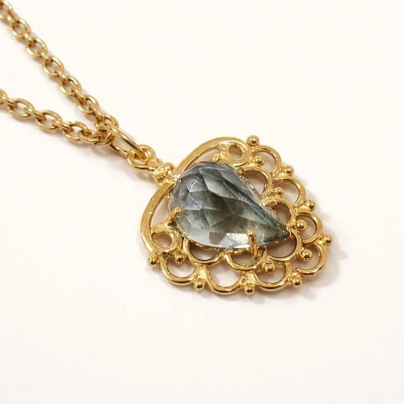 Handmade 14k Solid Gold Natural Tourmaline Pendant, Pear Shape