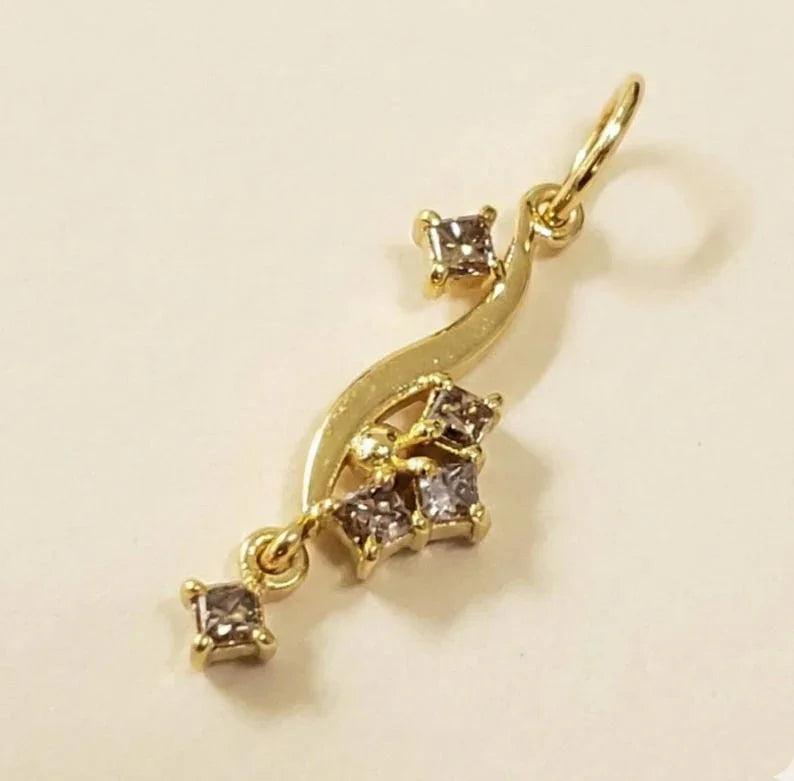 14K Solid Gold Natural Brown Diamond Pendant