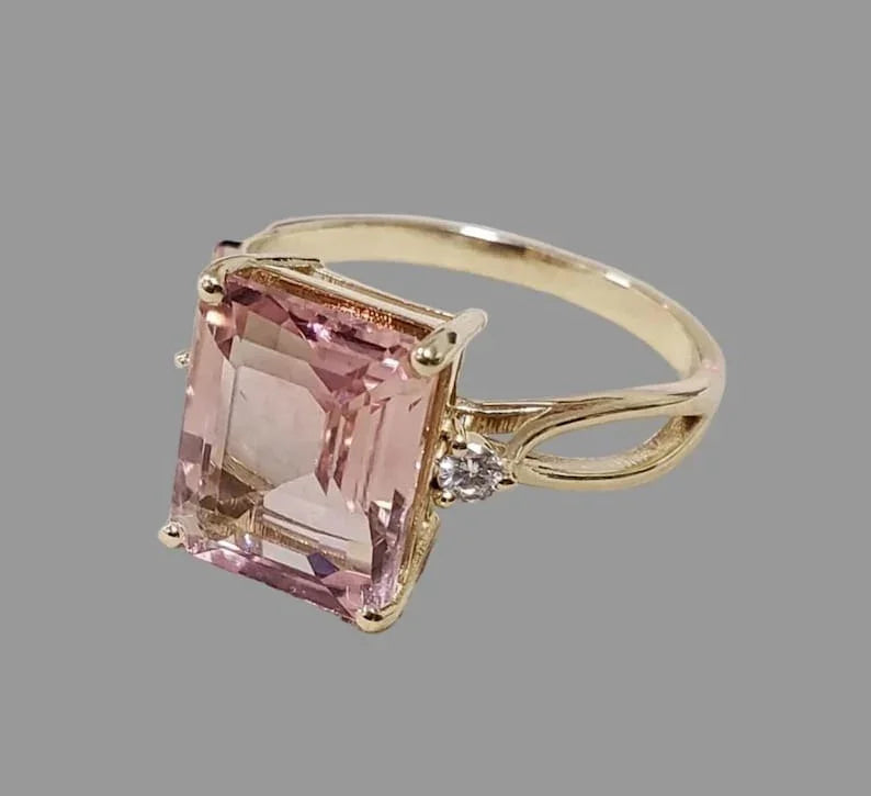Natural Light Pink Tourmaline & Diamond Ring