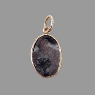 14k Solid Gold Raw Diamond Slice Pendant