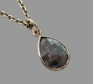 Natural Diamond Slice Pendant in 14k Gold, Raw Rustic Diamond