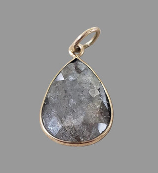 14k Solid Gold Raw Gray Diamond Pendant