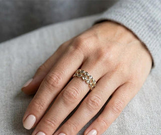 18K Gold Brown Diamond Slice Double Eternity Band – Natural Rustic Diamond Ring