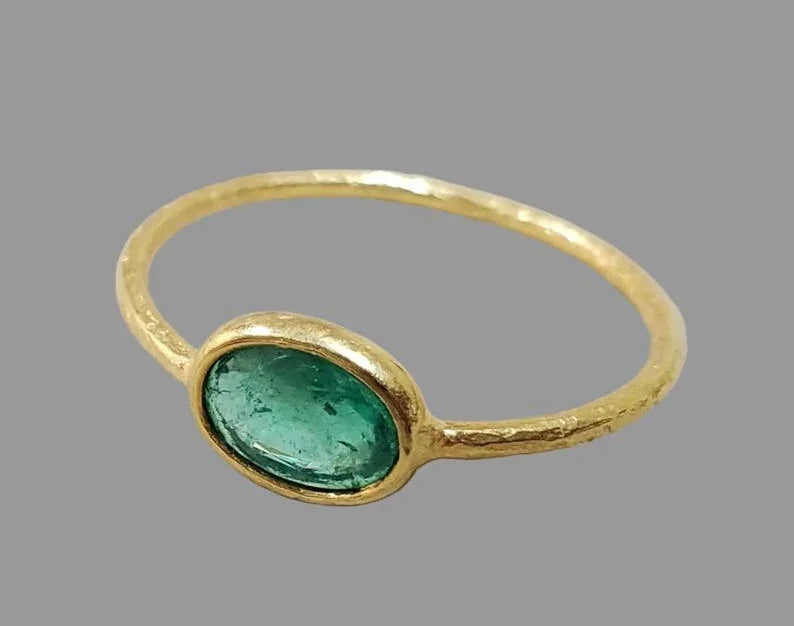 Natural Zambian Emerald Ring in 18k Gold