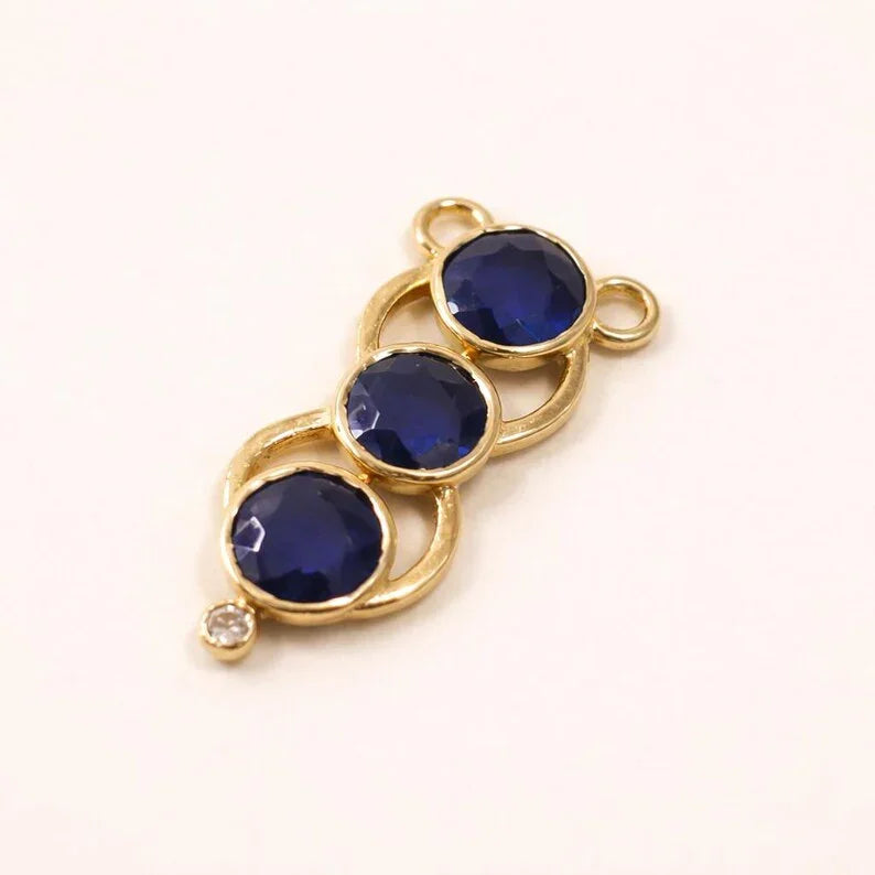18K Gold Natural Blue Sapphire & Diamond Pendant