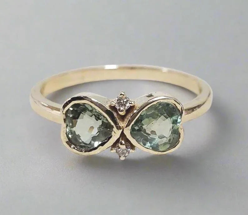 Heart Shape Green Sapphire & Diamond Ring | Elegant Fine Jewelry