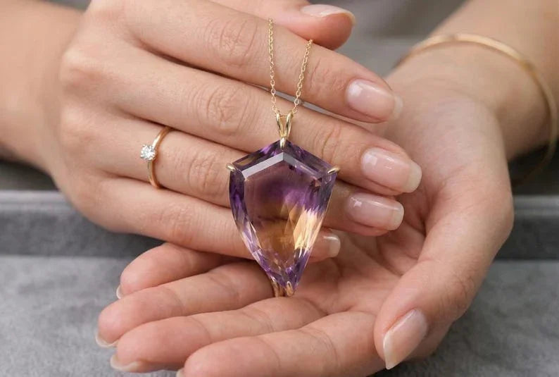 Natural Ametrine Pendant 14k Gold | Bi-Color Amethyst