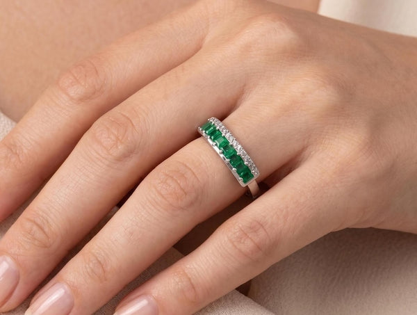14k White Gold Engagement Ring: Zambian Emerald