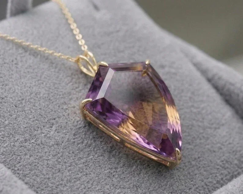 Natural Ametrine Pendant 14k Gold | Bi-Color Amethyst