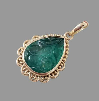 14k Gold Natural Zambian Emerald Pendant