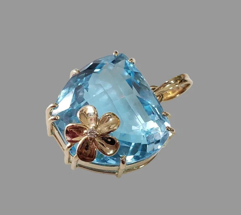 Overlay - 14K Gold Swiss Blue Topaz Pendant