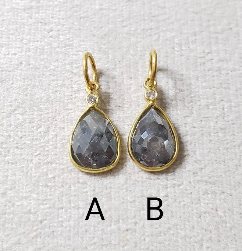 18k Gold Grey Diamond Charm