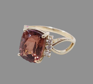 14k Gold Tourmaline Diamond Ring