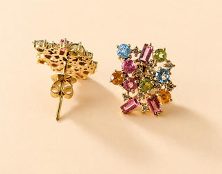 Boucles d'oreilles pendantes rondes en or 14 carats avec tanzanite