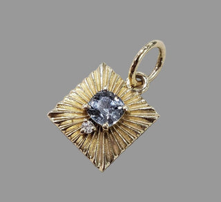 14K Gold Natural Blue Spinel Diamond Pendant