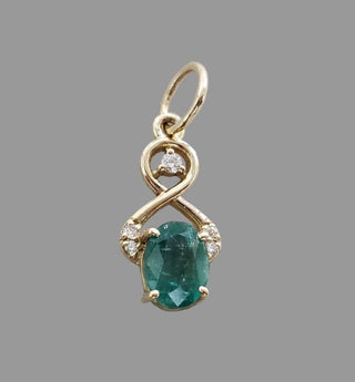 Natural Zambian Emerald Diamond Pendant in 14K Gold
