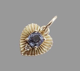 Natural Blue Spinel Diamond Heart Pendant in 14K Gold