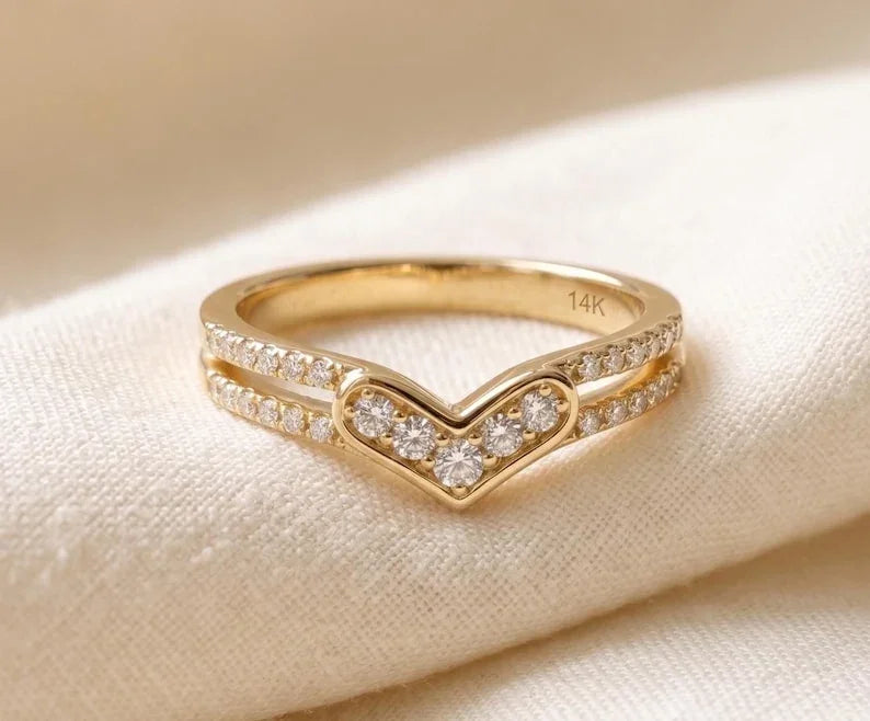 14k Gold Diamond Heart Ring | Minimalist Heart Promise Ring