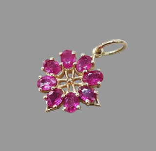 Natural Ruby Floral Pendant in 14k Gold
