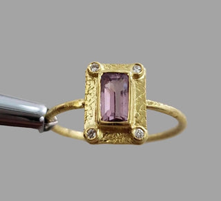 Natural Pink Spinel Diamond Ring in 14k Gold