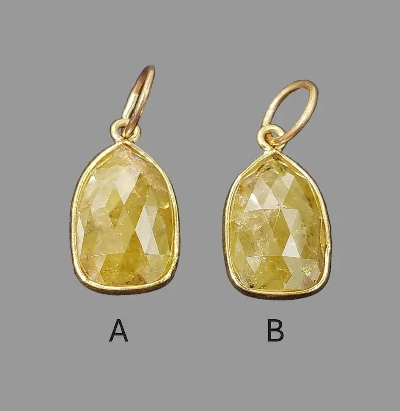 Natural Yellow Rustic Diamond Pendant in 18k Gold