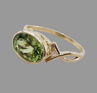 Handmade 14k Gold Green Tourmaline Ring