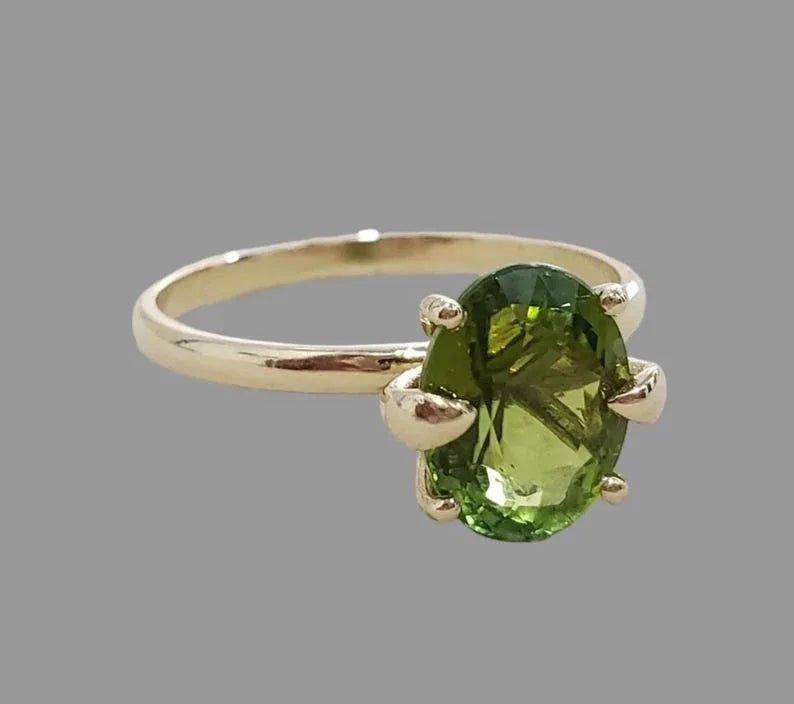 14k Gold Natural Green Tourmaline Ring