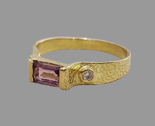 Minimalist Pink Spinel Band with Diamond Accents