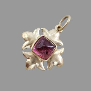 Matte 14k Gold Pink Tourmaline Flower Pendant