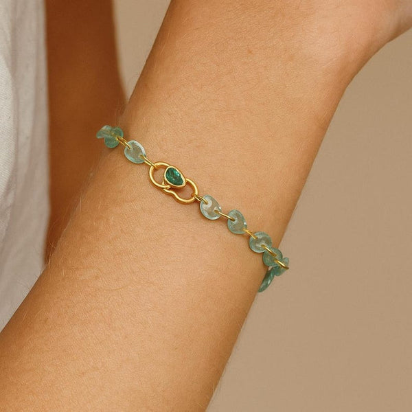 14k Gold Emerald Bracelet – Natural Emerald Gemstone Chain