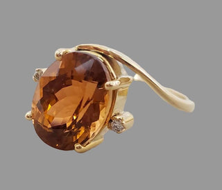 14k Gold Petrol Tourmaline Diamond Ring