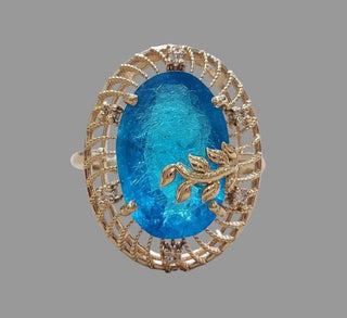 14K Gold Neon Apatite & Diamond Ring