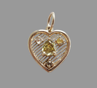 14K Solid Gold Natural Diamond Heart Pendant