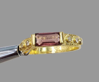 Natural Baguette Pink Spinel Ring in 14K Gold