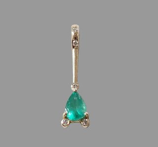 Handmade 14K Gold Emerald Diamond Pendant